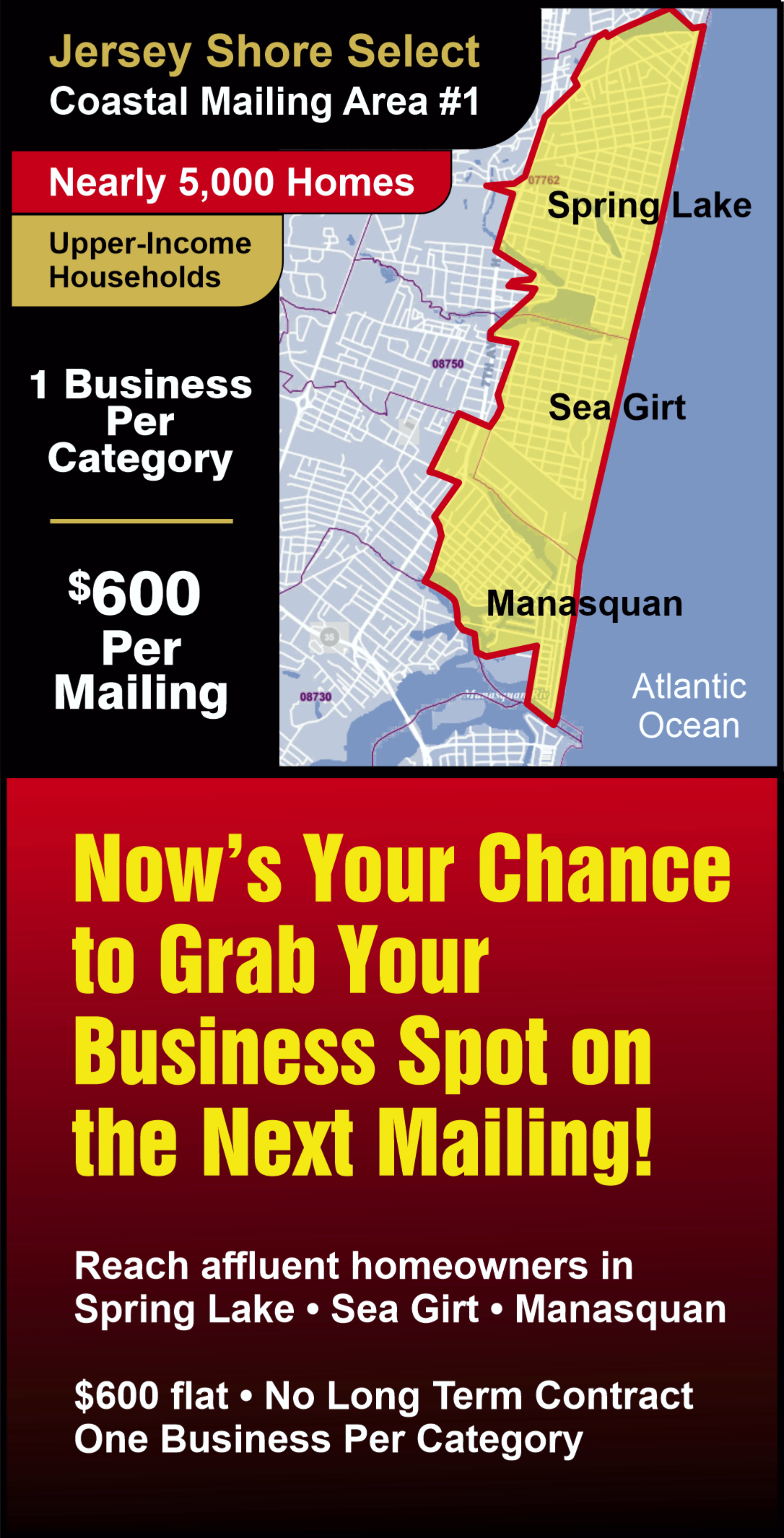 Jersey Shore Select Coastal Mailing Area #1 — Spring Lake, Sea Girt, Manasquan